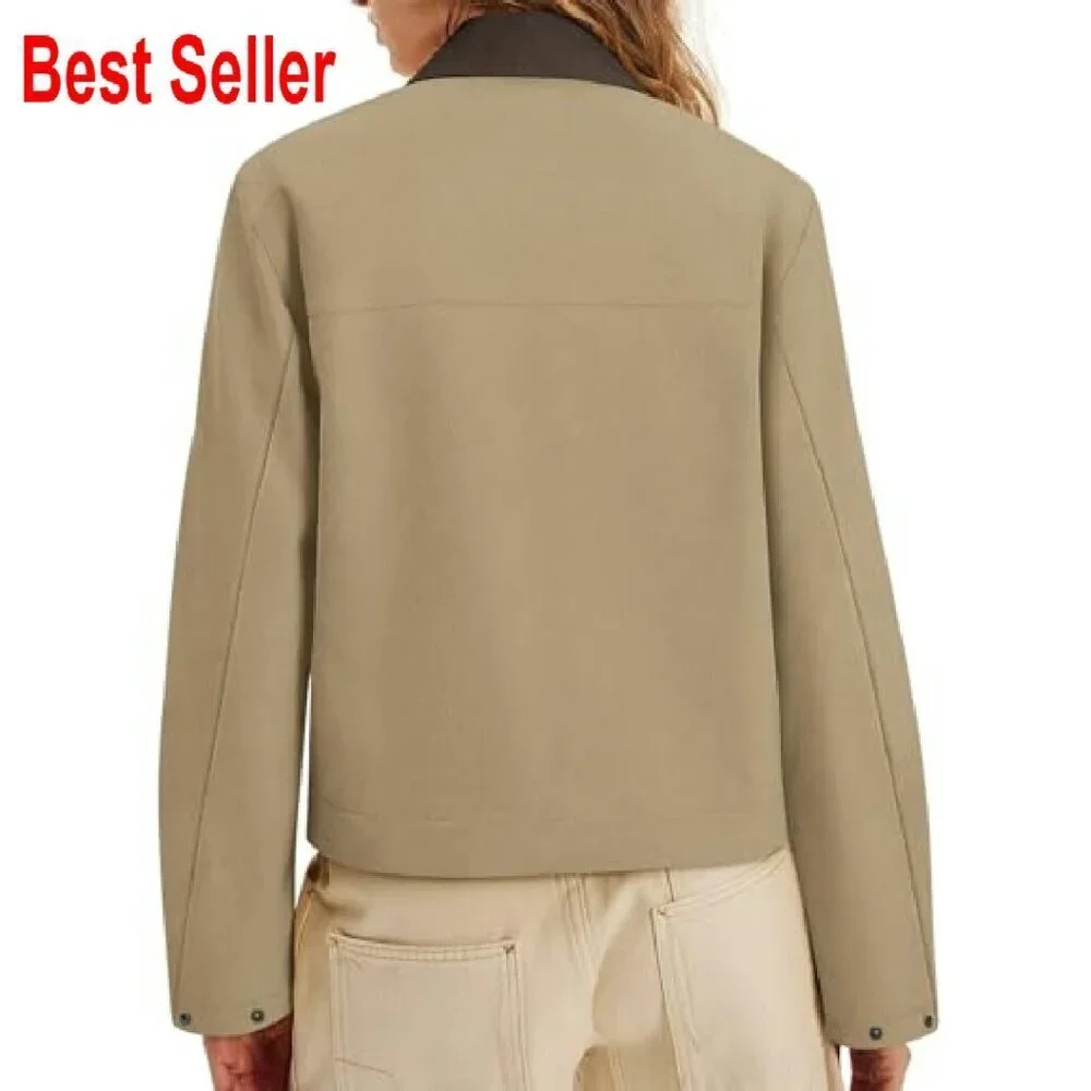 Faux Suede Cropped Jacket Oversized Chic Minimal Y2K Winter Outerwear